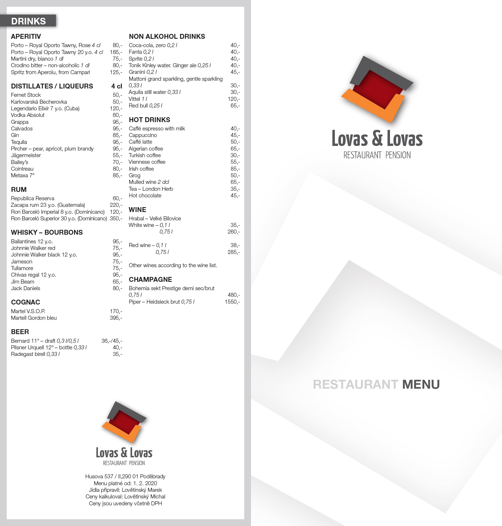 Lovas & Lovas menu — page 2